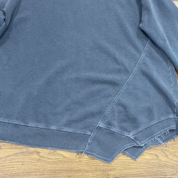 Wilt Sweatshirt Womens XS Blue Crewneck Casual Faded Raw Hem Distressed Boho - Picture 8 of 13